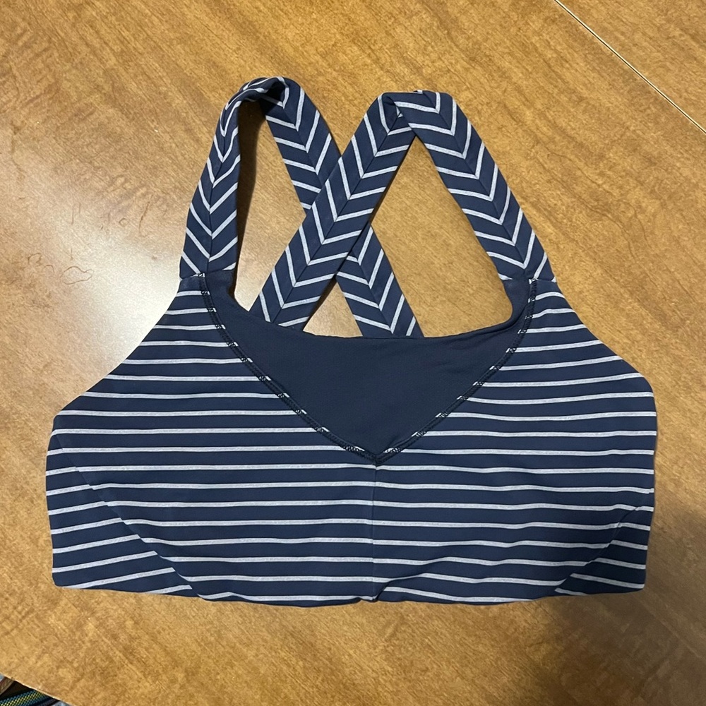 Navy stripped Lululemon sports bra